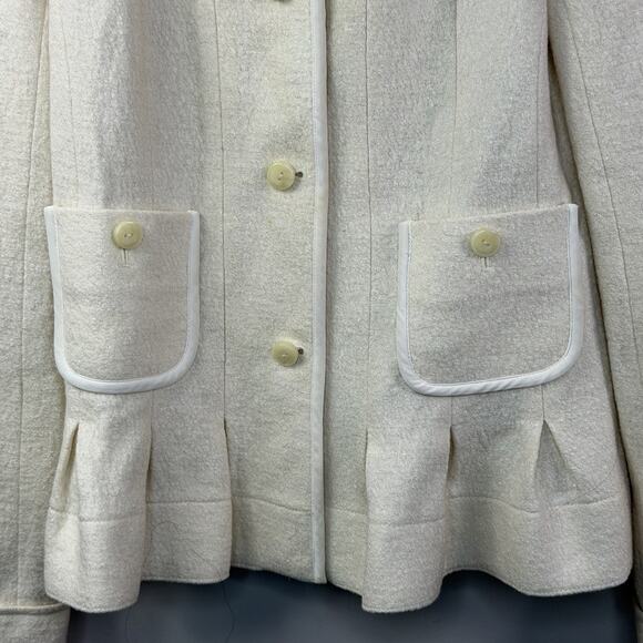 Anthropologie Elevenses Francie Cream Blazer Jacket Size 14 READ Peplum Hem - Picture 4 of 11